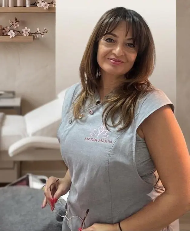 María Marín en su centro de estética
